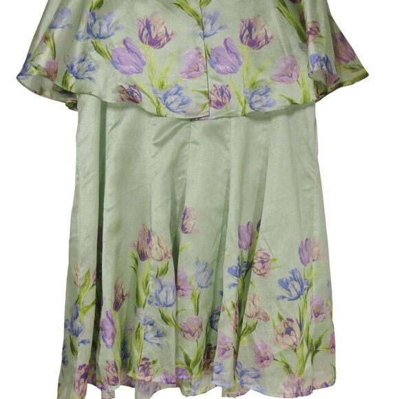 MAISON TARA 24W Floral Cottagecore FAIRY Green Tulips Easter Spring Cape Dress - Picture 8 of 12